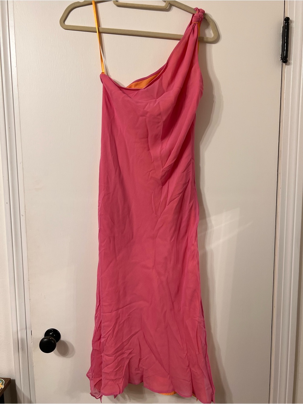 VINTAGE SILK EXPRESS ONE SHOULDER 2 TONE MIDI DRESS ✨